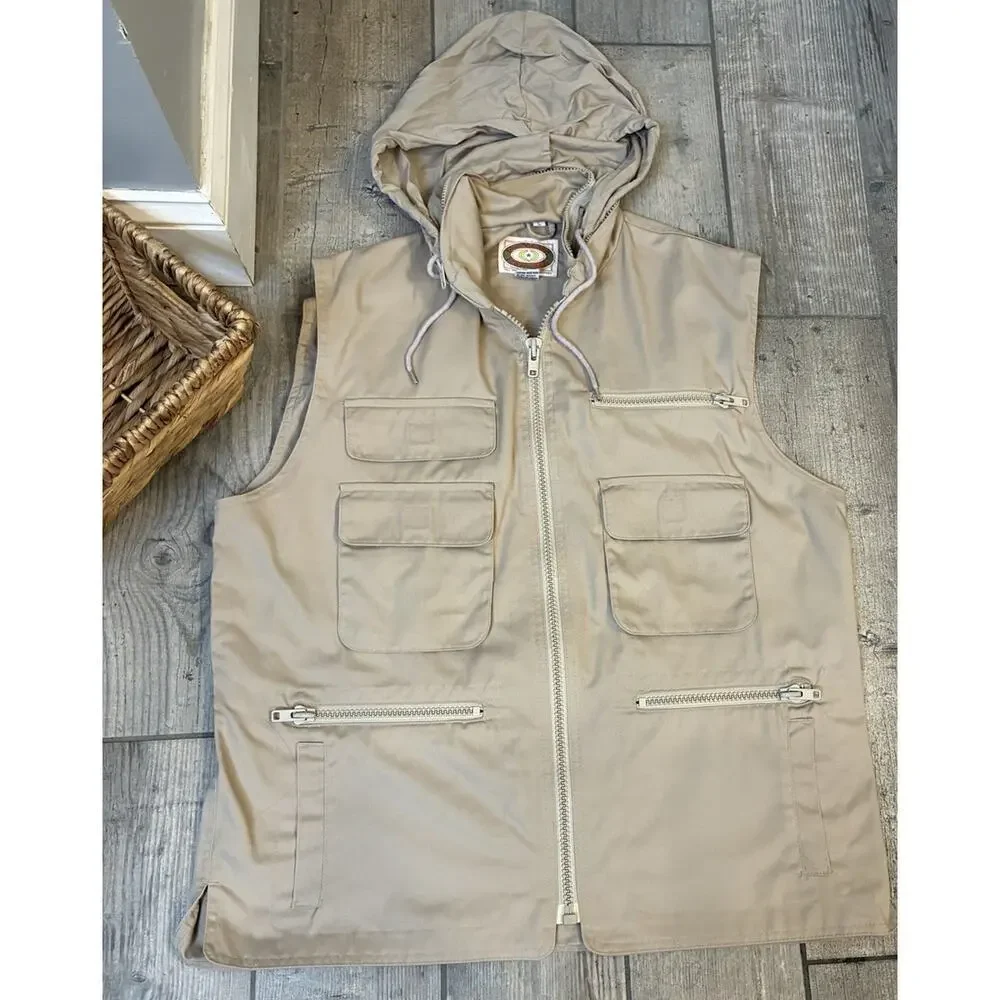 Vintage 80s Banana Republic Mill Valley Tag Bush Vest Large Hooded Safari